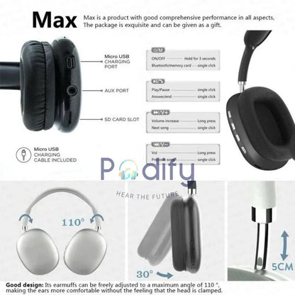 P9 Pro Max Wireless Bluetooth Headphones with Box Packing